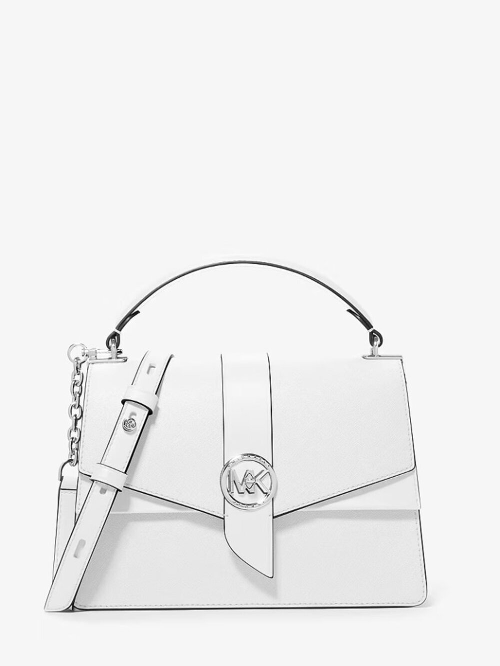 MICHAEL Michael Kors Greenwich Medium Saffiano Leather Satchel In Optic White